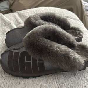 UGG Gray Shearling Slippers